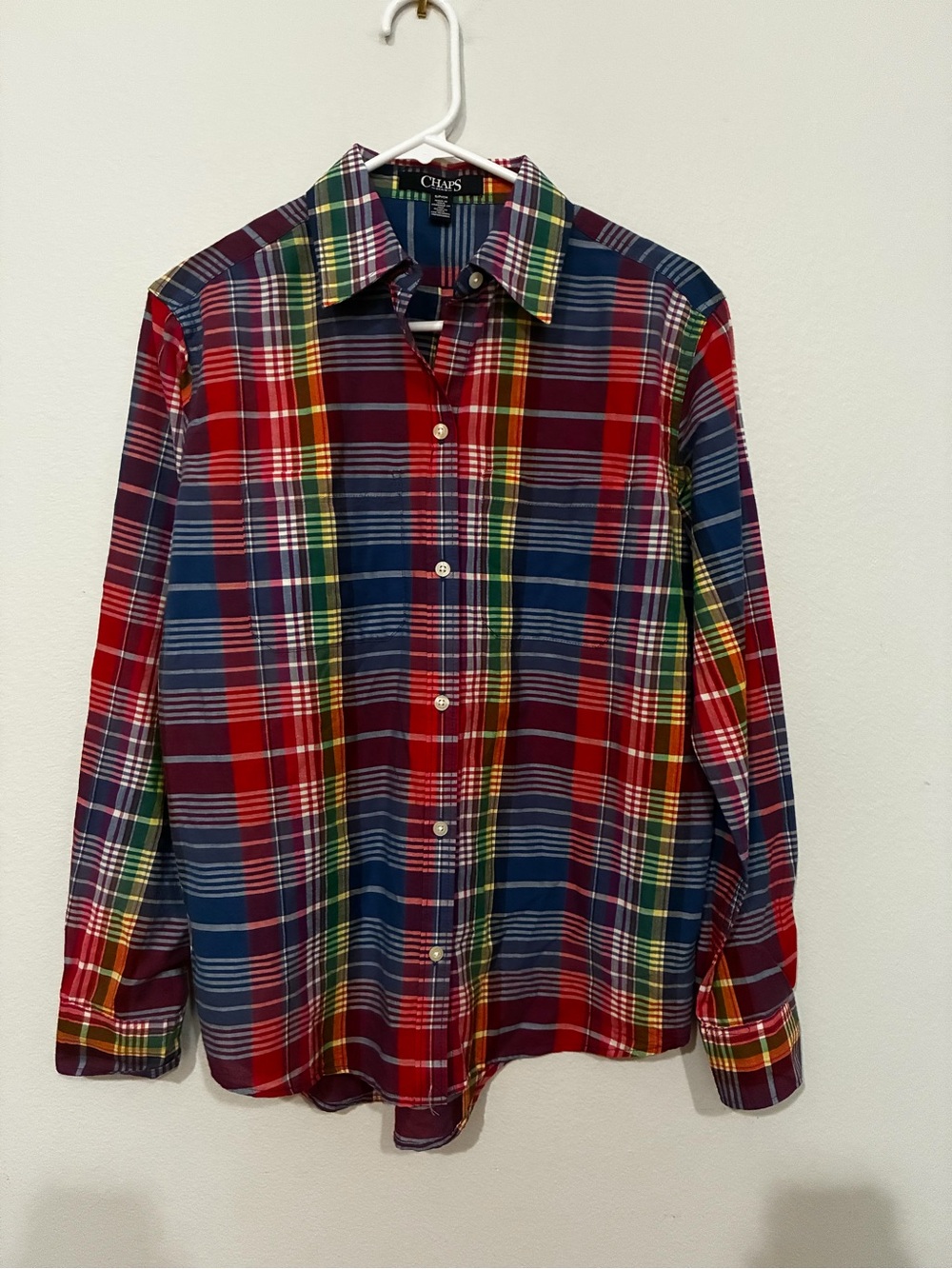 Chaps Red & Blue Plaid Button-Down Shirt